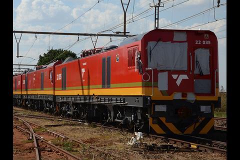 Four Transnet Class 22E electric locomotives on the way from Durban to Pretoria, where they are being tested before entering service (Photo: Bruce Evans).